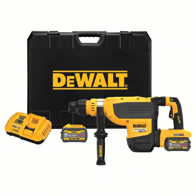 Dewalt DCH735X2 Cordless Rotary Hammer Kit D-Handle, 60 V, SDS-Max, 2 in max, 9.0 Ah, 9.8 ft-lb, 2,705 bpm