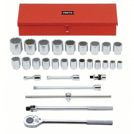 Proto J55104A Socket Set 3/4 in Drive Size, 29 Pieces, 7/8 in to 2 3/8 in Socket Size Range, (22) 12-Point