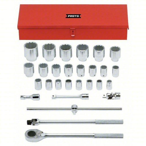 Proto J55202A Socket Set 3/4 in Drive Size, 28 Pieces, 21 mm to 60 mm Socket Size Range, (22) 12-Point