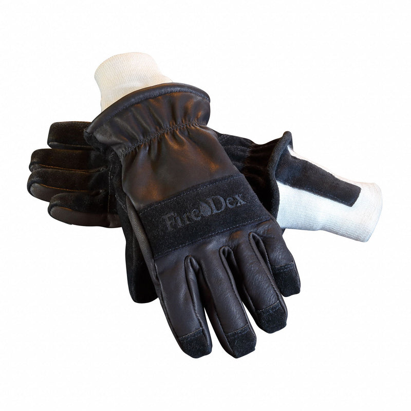 Fire-Dex G2NXLC Firefighter Gloves, Cowhide Leather Palm, Cowhide Leather, Nomex Thermal, Black, XL, 1 PR