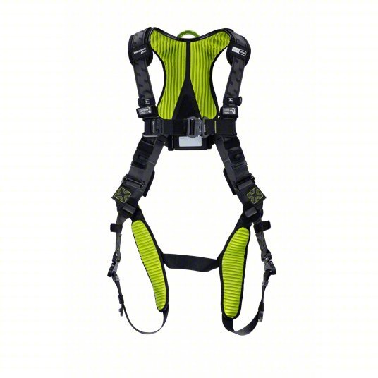 Honeywell H7IC1A4 Fall Protection Harness, Racing Style, 3XL/4XL, Polyester, Black/Green