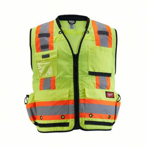 Milwaukee 48-73-5162 Safety Vest ANSI Class 2, U, L/XL, Lime, Mesh Polyester, Zipper, Contrasting, Single
