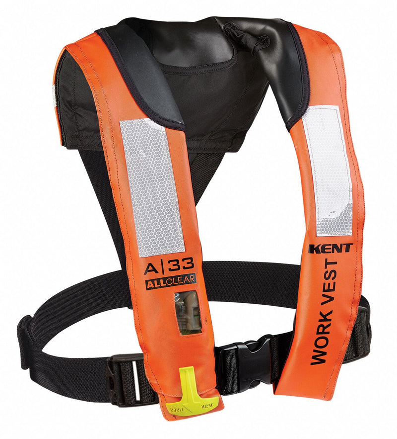 Kent Safety 134402-200-004-21 Flotation Work Vest, Orange, Type V, 35 lb Buoyancy, SOLAS-Grade Reflective, Universal