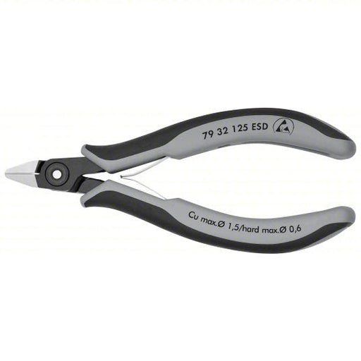 Knipex 79 32 125 ESD Precision Diagonal Cutting Plier ESD-Safe, Std, Pointed, 5 in Overall Lg, 1/2 in Jaw Lg