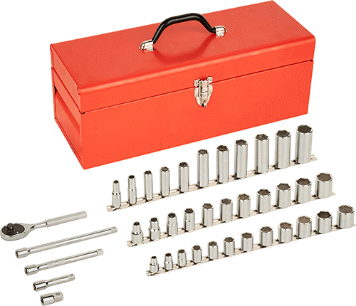 McMaster 7936N107 6-Point Socket Set 1/2" and 3/8" Square Drive, 39 Pieces