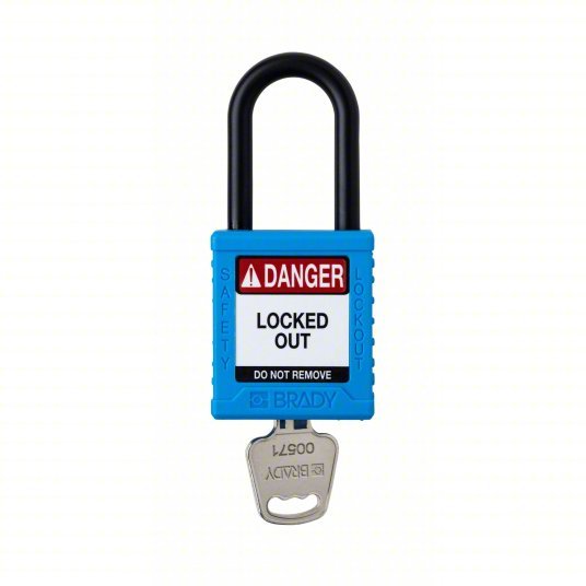 Brady SDPL-BLU-38PL-KD Padlock Keyed Different, Nylon, Std Body Body Size, Plastic, Std, Blue, 1 Pack Size