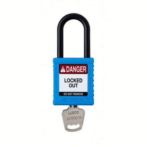 Brady SDPL-BLU-38PL-KD Padlock Keyed Different, Nylon, Std Body Body Size, Plastic, Std, Blue, 1 Pack Size