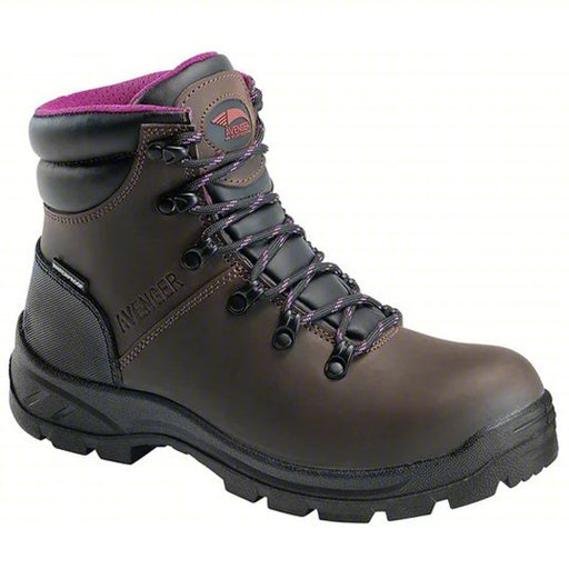 Avenger Safety A8125 Size 6.5 Women's 6 in Work Boot Steel Work Boot, Brown