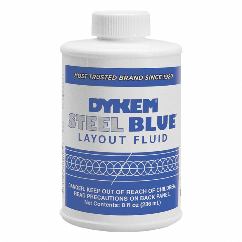 Dykem 80400 Layout Fluid, Steel Blue, 8 fl oz, Brush Cap Bottle, Blue