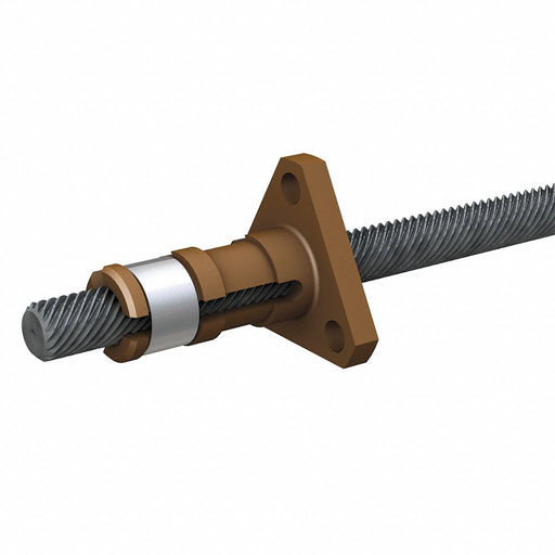 PBC Linear LSR1201T-0254-TCF-NNN-NNN-N Precision Lead Screw, 12 mm Screw Dia, 1 mm Lead, 254 mm Lg, Anti-Backlash Nut