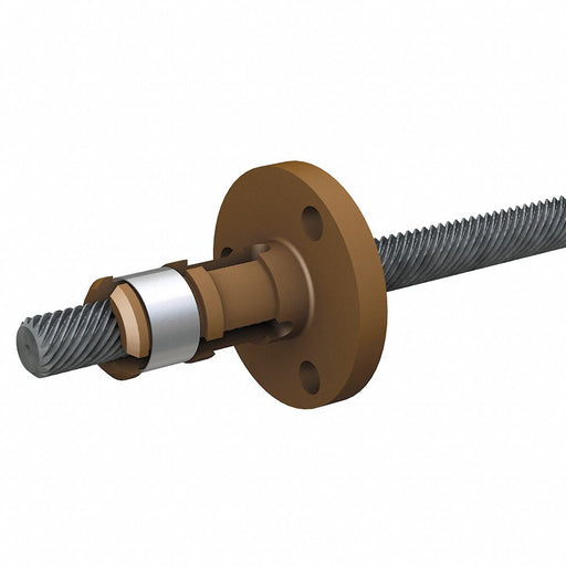PBC Linear LSR1001T-0254-RCF-NNN-NNN-N Precision Lead Screw, 10 mm Screw Dia, 1 mm Lead, 254 mm Lg, Anti-Backlash Nut