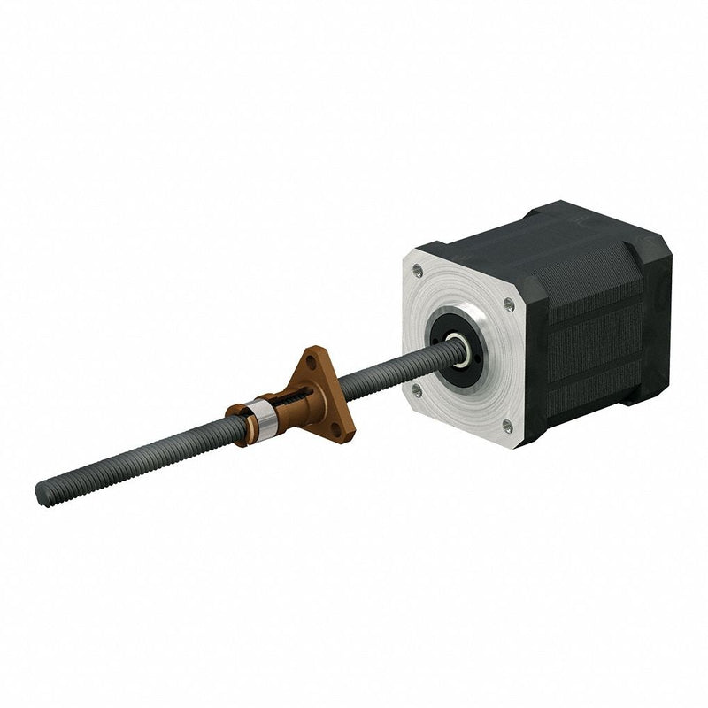 PBC Linear LSR1001T-0300-TCF-140-NNN-N Motorized Lead Screw Assembly, NEMA 14 Stepper Motor, 10 mm Screw Dia, 1 mm Lead, 300 mm Lg