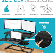 Versadesk VDPR PowerRiser 32" x 24" Electric Standing Desk Converter for Dual Monitor, Black