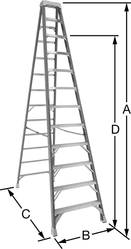 McMaster 8136T37 Fiberglass Step Ladder Type 1A, 12 Feet High x 34" Wide x 78" Deep Overall