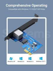 UGREEN 30771 Gigabit Ethernet PCI Express PCI-E Network Controller Card 10/100/1000Mbps RJ45 LAN Adapter Converter for Desktop PC