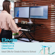 Versadesk VDPR PowerRiser 32" x 24" Electric Standing Desk Converter for Dual Monitor, Black