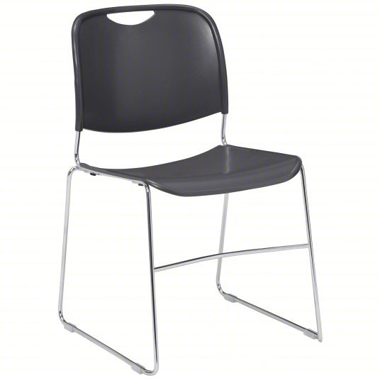 National 8502 Stacking Chair, Polypropylene Seat, No Arm, Gray, PK4