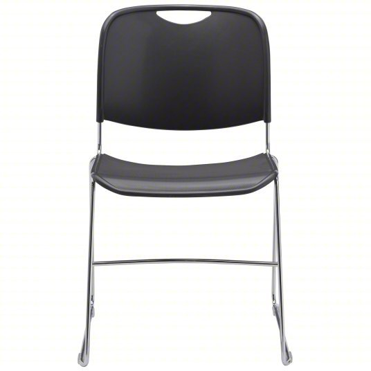 National 8502 Stacking Chair, Polypropylene Seat, No Arm, Gray, PK4