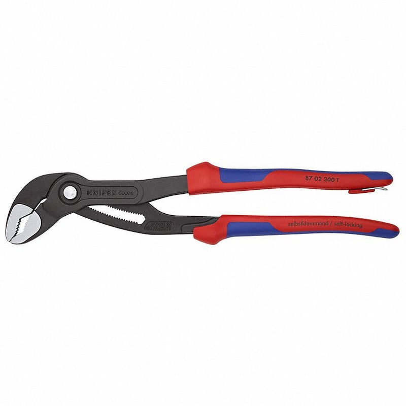 Knipex 87 02 300 T BKA Water Pump Plier V, Push Button, 2 3/4 in Max Jaw Opening, 12 in Overall Lg, 30 Jaw Positions