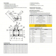 Apollo 8950301A Manual Two-Way Ball Valve 1/2 in, Carbon Steel, Straight, FNPT x FNPT, Std Port Ball Port