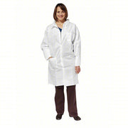 Kimberly-Clark 10019 Disposable Lab Coat SMMMS, Mandarin Collar, Snaps Closure, 2 Pockets, Open Cuff, M