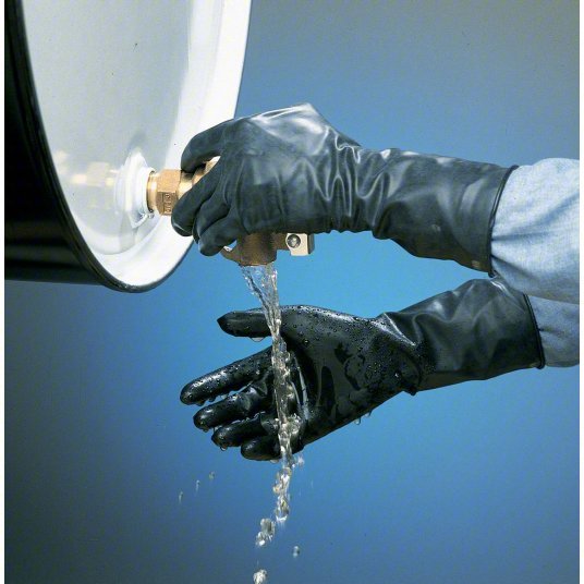 Honeywell North B131R/8 Chemical Resistant Gloves 13 mil Glove Thick, 11 in Lg, 8 Size, Black, 1 PR