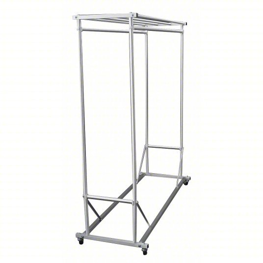 Glaro 135-5SA Double Sided Mobile Coat Rck, 60 In, Satin