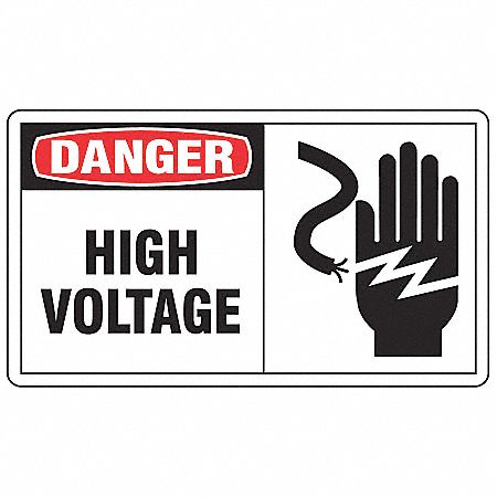 Accuform LELC055VSP High Voltage Danger Safety Label, Vinyl Adhesive, 5 in W x 3-1/2 in H, OSHA Traditional, 5 PK