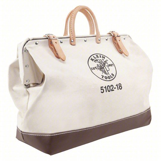 Klein 5102-18 Tool Bag Canvas, 1 Pockets, 18 in Overall Wd, 6 in Overall Dp, 14 in Overall Ht, Brown