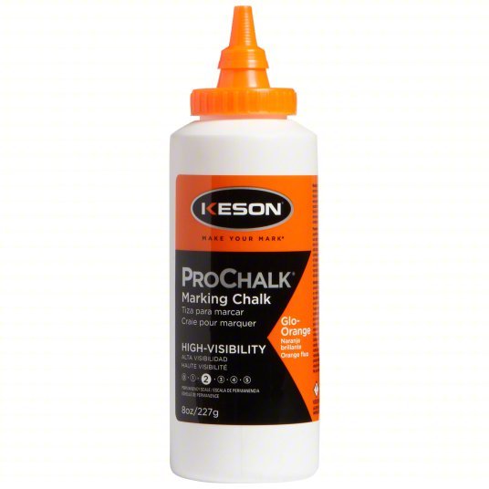 Keson 8GO Marking Chalk Refill High Visibility Orange, 8 oz Size, Tapered Refill Tip with Cap