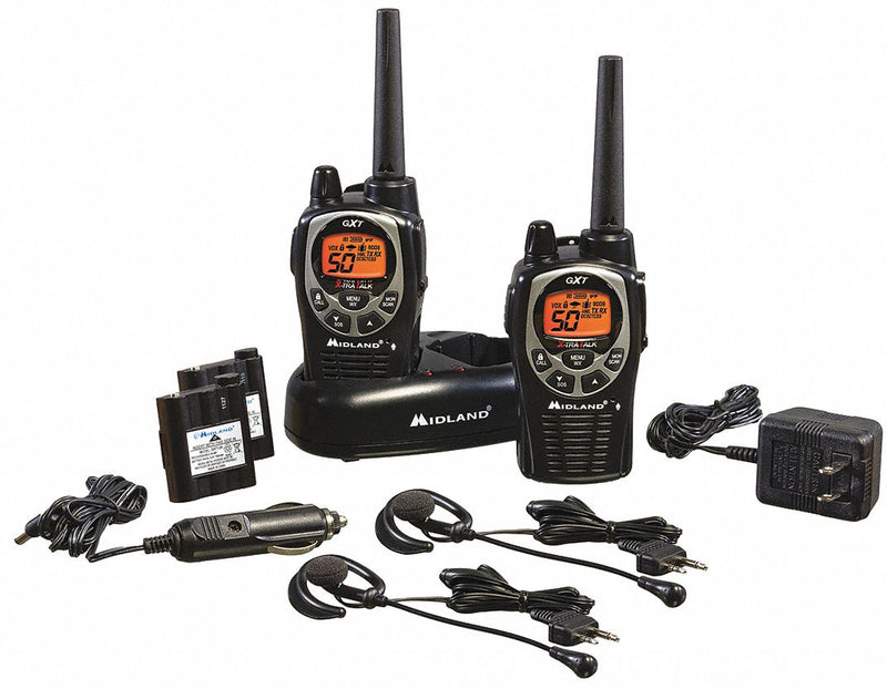 Midland GXT1000VP4 Handheld Two Way Radio, GXT Series, FRS/GMRS, Analog, 5 W, 50 Channels, Alphanumeric, 1 PR