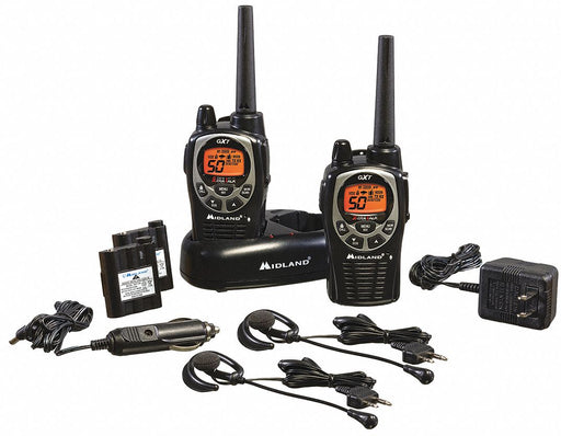 Midland GXT1000VP4 Handheld Two Way Radio, GXT Series, FRS/GMRS, Analog, 5 W, 50 Channels, Alphanumeric, 1 PR