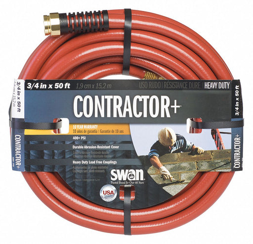 Approved Vendor CSNCG34050 Water Hose, PVC, 3/4 in Inside Dia., 50 ft Lg, 3/4 in MGHT x 3/4 in FGHT, Red