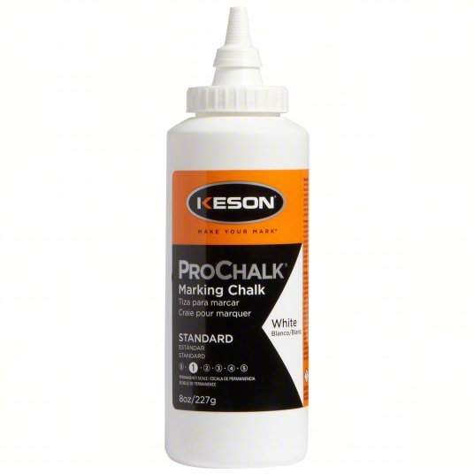 Keson 8W Marking Chalk Refill High Visibility White, Std, 8 oz Size, Tapered Refill Tip with Cap