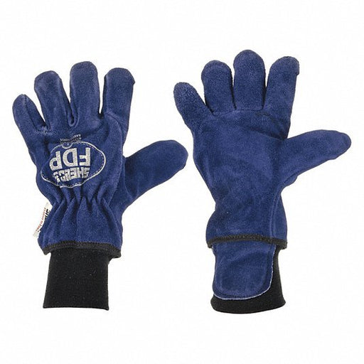 Shelby 5227 L Firefighter Gloves Cowhide Leather Palm, Cowhide Leather, Blue, Cuff Knit, L, 1 PR