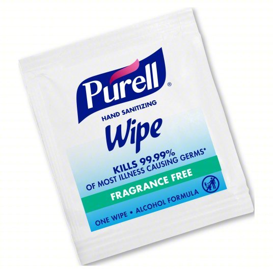Purrell 9022-10 Hand Sanitizer Wipes Packet, 100 Wipes per Container, Alcohol