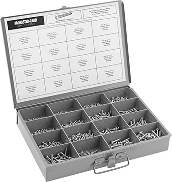 McMaster 90345A216 Tapping Screw Assortment for Sheet Metal Rounded Head, 18-8 Stainless Steel, 1250 Pieces