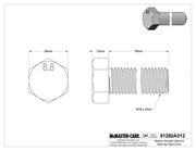 McMaster 91280A012 Medium-Strength Class 8.8 Steel Hex Head Screw PK5