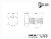 McMaster 91280A546 Medium-Strength Class 8.8 Steel Hex Head Screw Zinc-Plated, M8 x 1.25 mm Thread, 50 mm Long Pk25