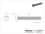 McMaster 91310A145 High-Strength Class 10.9 Steel Hex Head Screw, M12 x 1.75 mm Thread Size, 90 mm Long, Fully Threaded, Pack of 10