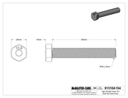 McMaster 91310A154 High-Strength Class 10.9 Steel Hex Head Screw, M16 x 2 mm Thread Size, 100 mm Long, Fully Threaded, Pack of 5