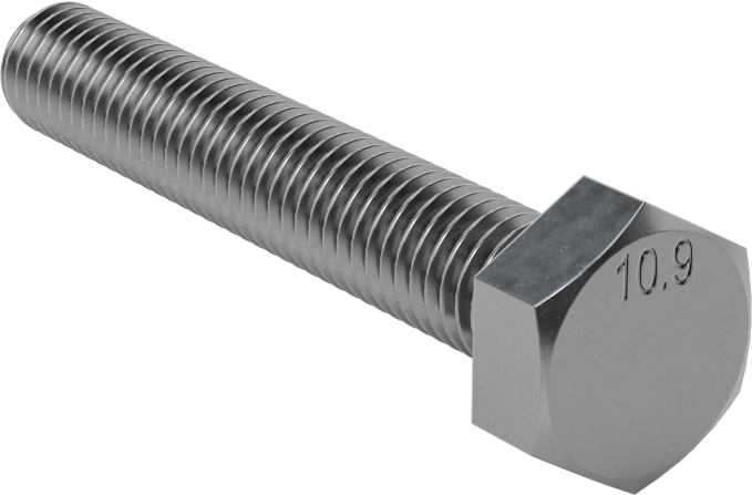 McMaster 91310A543 High-Strength Class 10.9 Steel Hex Head Screw, M8 x 1.25 mm Thread Size, 50 mm Long, Fully Threaded, Pack of 25