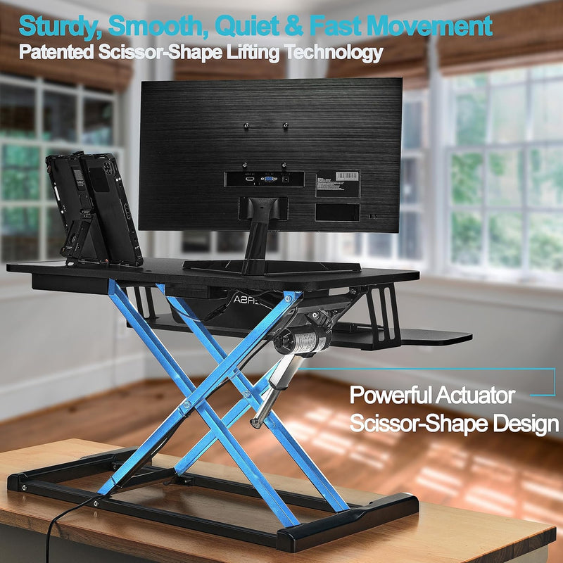 Versadesk VDPR PowerRiser 32" x 24" Electric Standing Desk Converter for Dual Monitor, Black