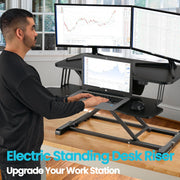 Versadesk VDPR PowerRiser 32" x 24" Electric Standing Desk Converter for Dual Monitor, Black