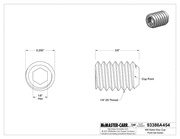 McMaster 93386A454 400 Nickel Alloy Cup-Point Set Screw 1/4"-20 Thread, 3/8" Long