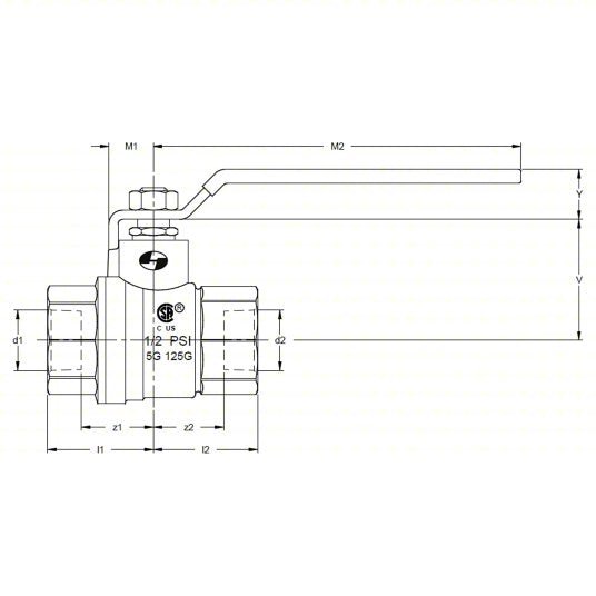 Apollo 94A10801 Manual Two-Way Ball Valve 2 in, Brass, Straight, FNPT x FNPT, 600 psi Max. Pressure (CWP)