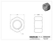 McMaster 95462A548 Medium-Strength Steel Hex Nut Grade 5, Zinc-Plated, 1"-8 Thread Size PK10