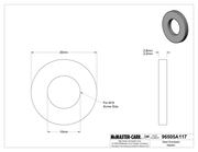 McMaster 96505A117 Steel Oversized Washer, for M10 Screw Size, 10.0 mm ID, 20.0 mm OD, Pack of 50