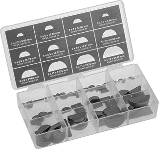 McMaster 98584A180 Woodruff Key Assortment Zinc Yellow-Chromate Plated 1008-1045 Carbon Steel, 70 Pieces
