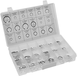 McMaster 98645A220 External and Internal Retaining Ring Assortment for Inches with 220 Pieces, 15-7 PH Stainless Steel